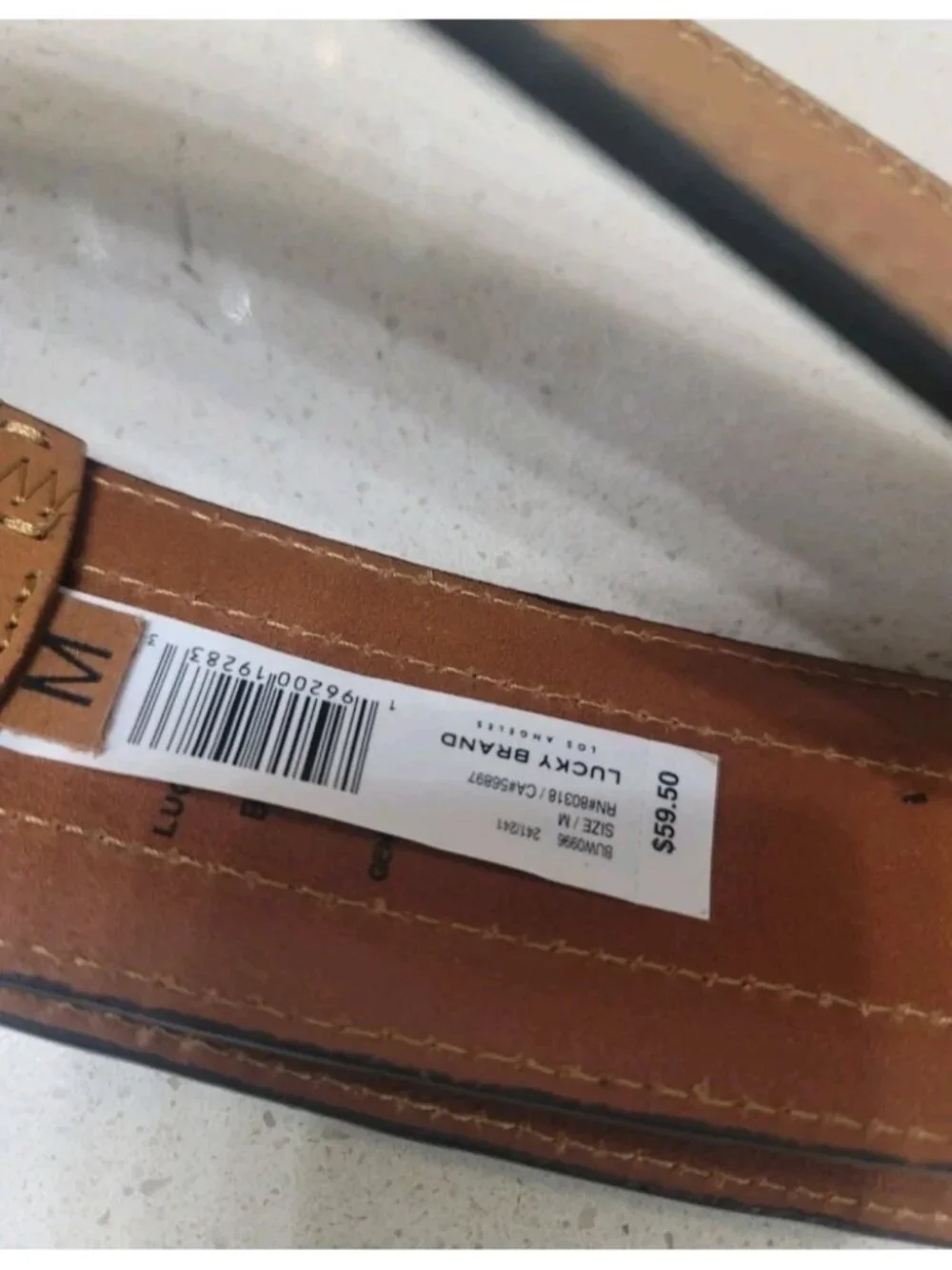 Lucky Brand Womens Medium Leather Belt Boho Plaque Buckle NWT Brown